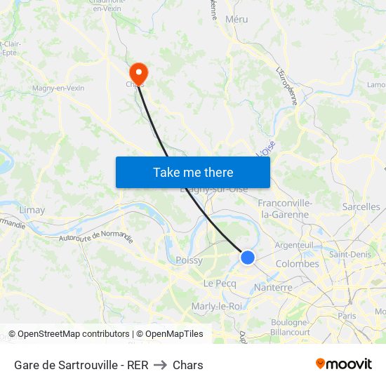 Gare de Sartrouville - RER to Chars map