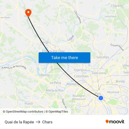 Quai de la Rapée to Chars map