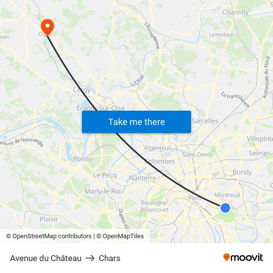 Avenue du Château to Chars map