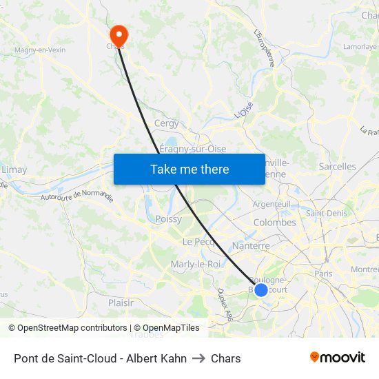 Pont de Saint-Cloud - Albert Kahn to Chars map