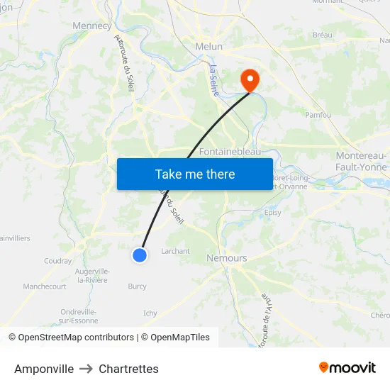 Amponville to Chartrettes map