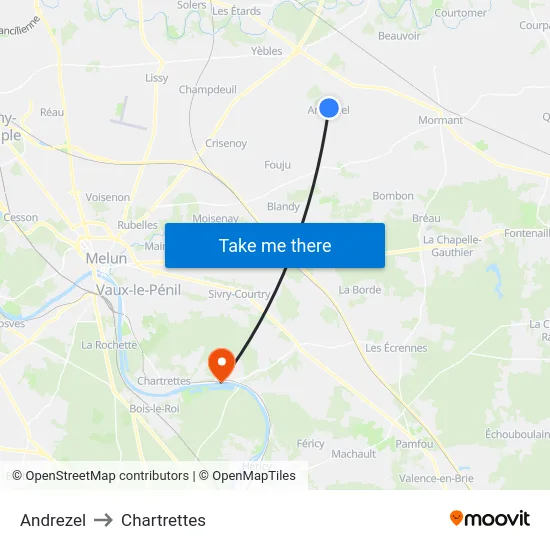 Andrezel to Chartrettes map