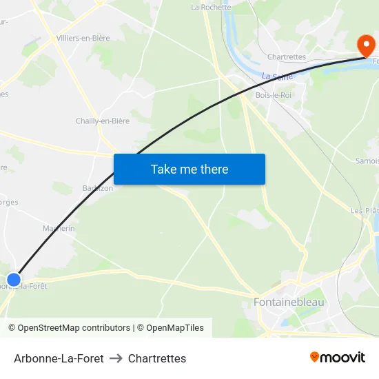Arbonne-La-Foret to Chartrettes map