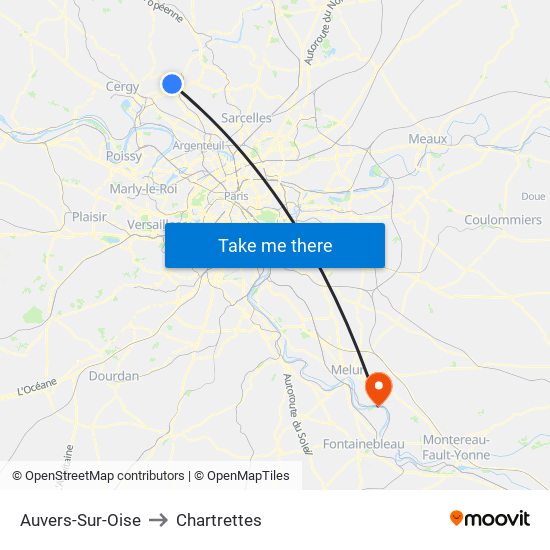 Auvers-Sur-Oise to Chartrettes map