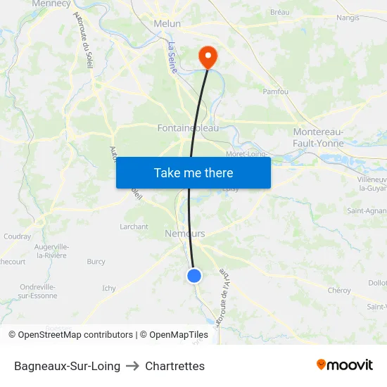 Bagneaux-Sur-Loing to Chartrettes map