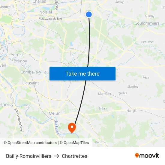 Bailly-Romainvilliers to Chartrettes map