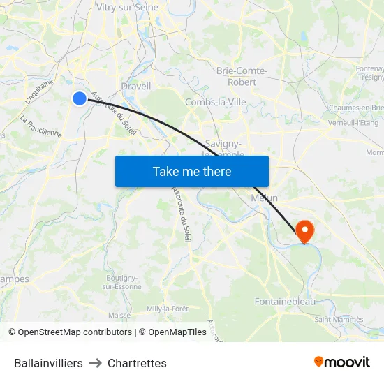Ballainvilliers to Chartrettes map