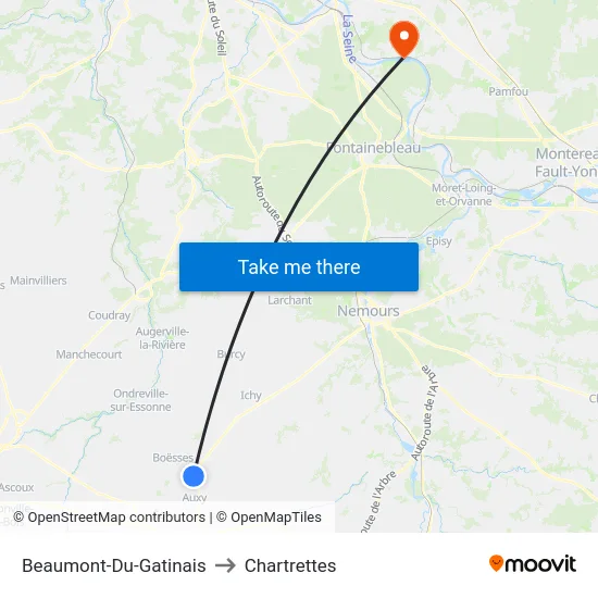 Beaumont-Du-Gatinais to Chartrettes map