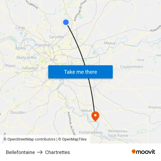 Bellefontaine to Chartrettes map