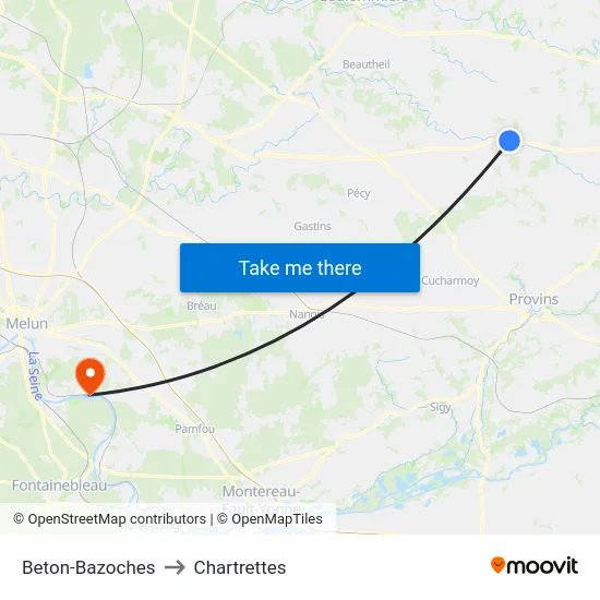 Beton-Bazoches to Chartrettes map