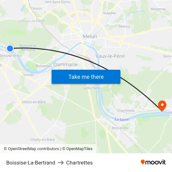 Boissise-La-Bertrand to Chartrettes map
