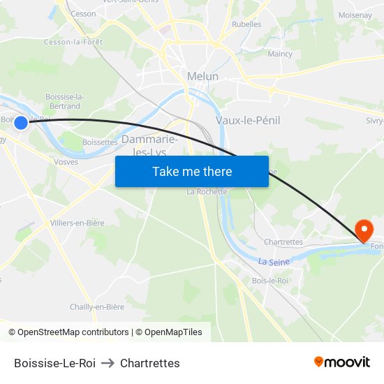 Boissise-Le-Roi to Chartrettes map