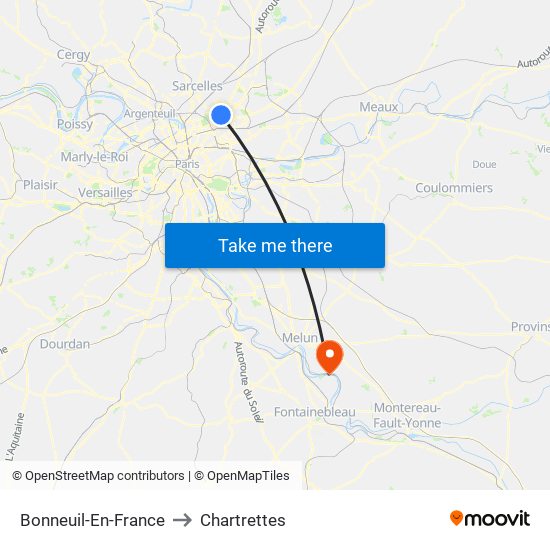 Bonneuil-En-France to Chartrettes map