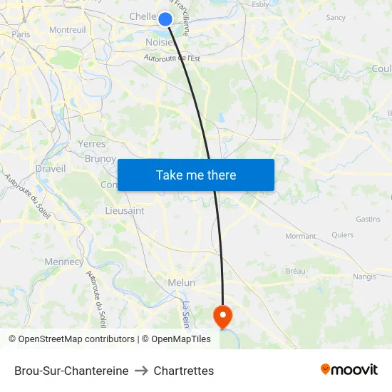 Brou-Sur-Chantereine to Chartrettes map