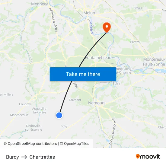 Burcy to Chartrettes map