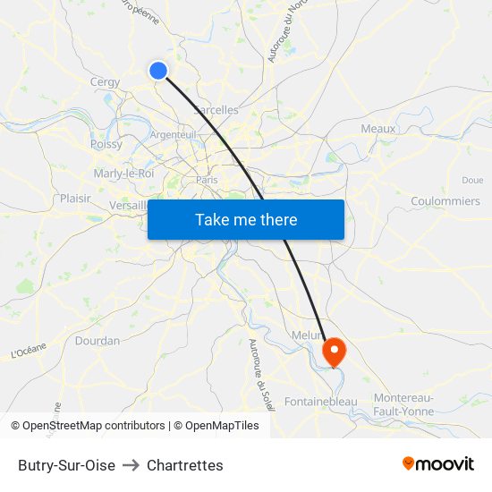 Butry-Sur-Oise to Chartrettes map