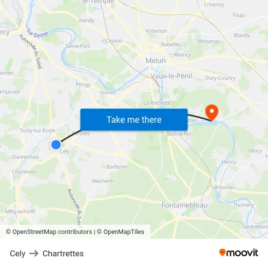 Cely to Chartrettes map