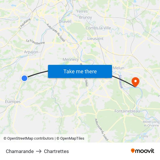 Chamarande to Chartrettes map