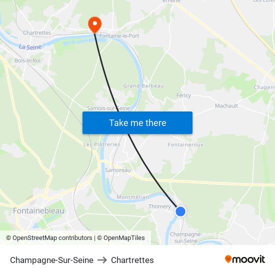 Champagne-Sur-Seine to Chartrettes map