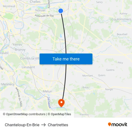 Chanteloup-En-Brie to Chartrettes map
