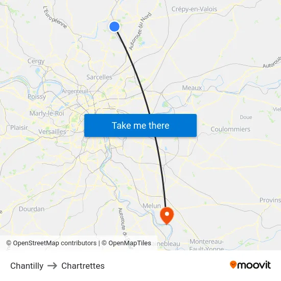 Chantilly to Chartrettes map