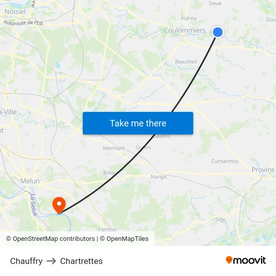 Chauffry to Chartrettes map