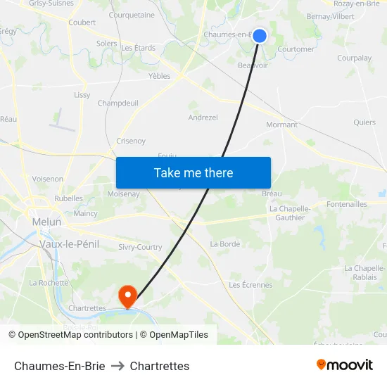 Chaumes-En-Brie to Chartrettes map