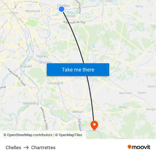 Chelles to Chartrettes map