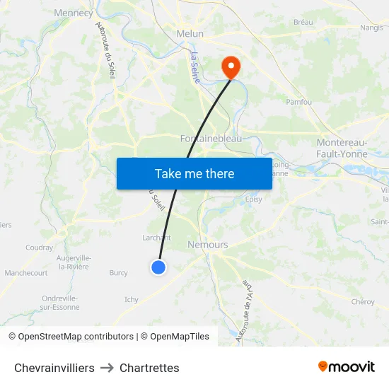Chevrainvilliers to Chartrettes map