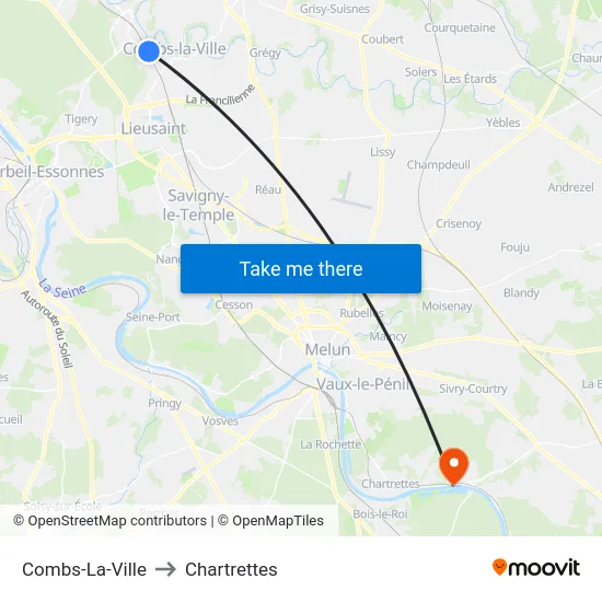 Combs-La-Ville to Chartrettes map