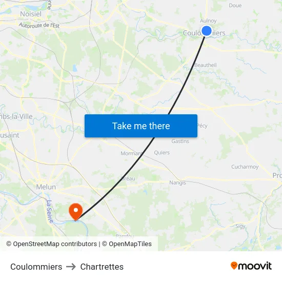 Coulommiers to Chartrettes map