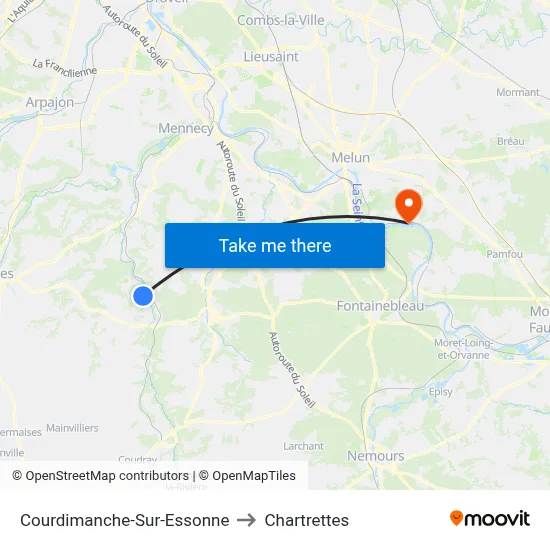 Courdimanche-Sur-Essonne to Chartrettes map