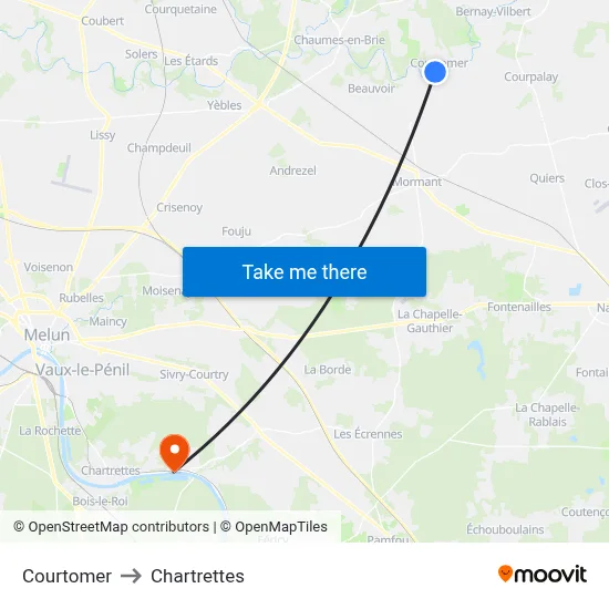Courtomer to Chartrettes map