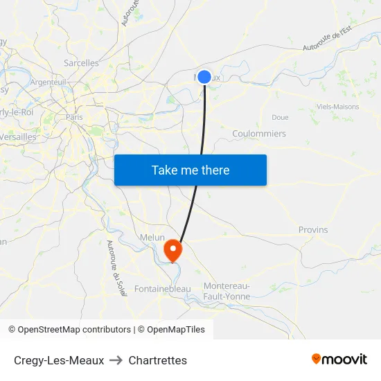 Cregy-Les-Meaux to Chartrettes map