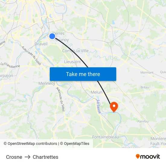 Crosne to Chartrettes map