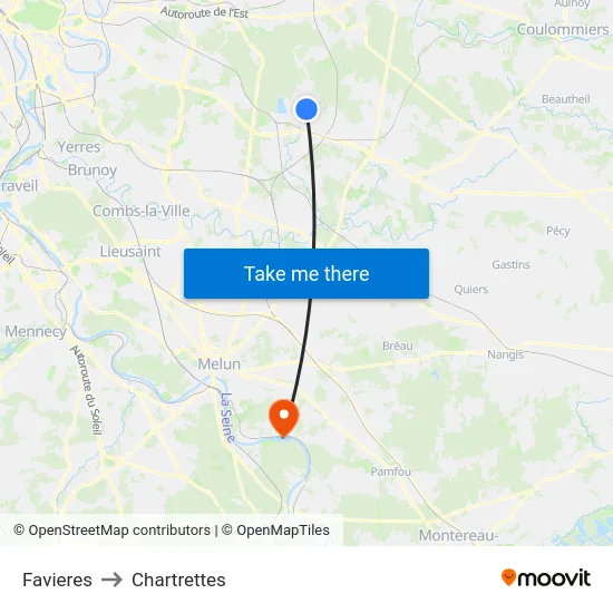 Favieres to Chartrettes map