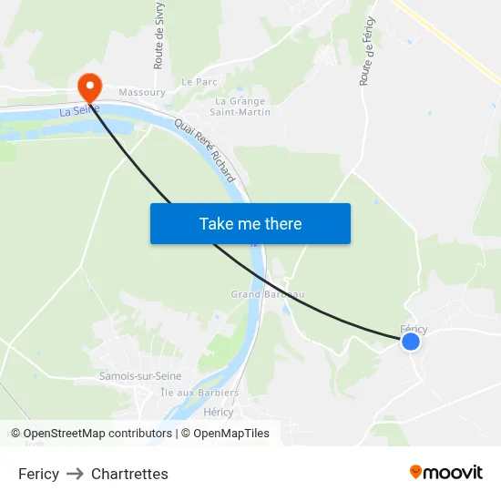 Fericy to Chartrettes map