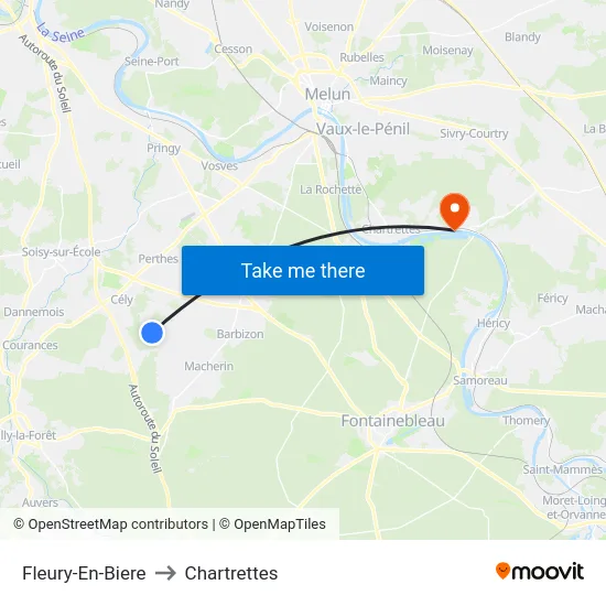 Fleury-En-Biere to Chartrettes map
