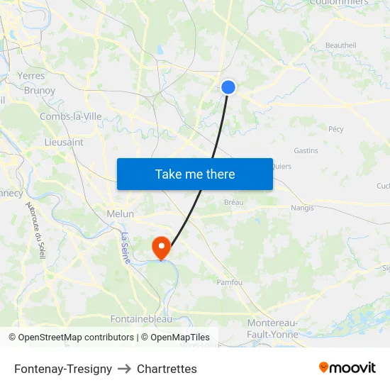 Fontenay-Tresigny to Chartrettes map
