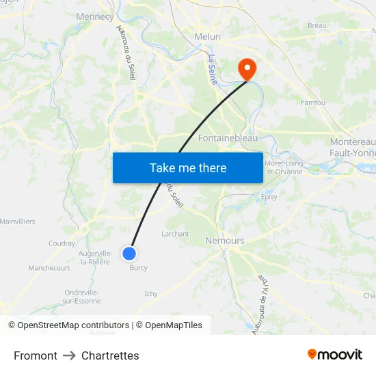 Fromont to Chartrettes map