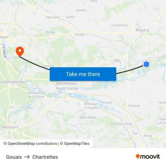 Gouaix to Chartrettes map