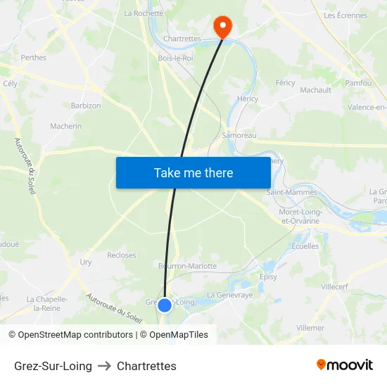 Grez-Sur-Loing to Chartrettes map