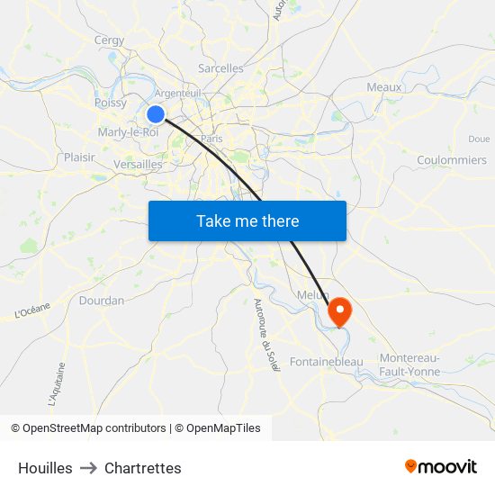 Houilles to Chartrettes map