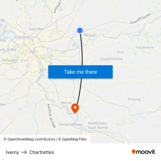 Iverny to Chartrettes map