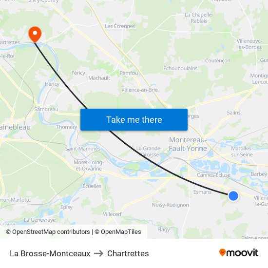 La Brosse-Montceaux to Chartrettes map