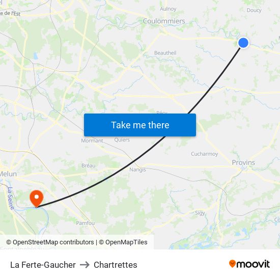 La Ferte-Gaucher to Chartrettes map