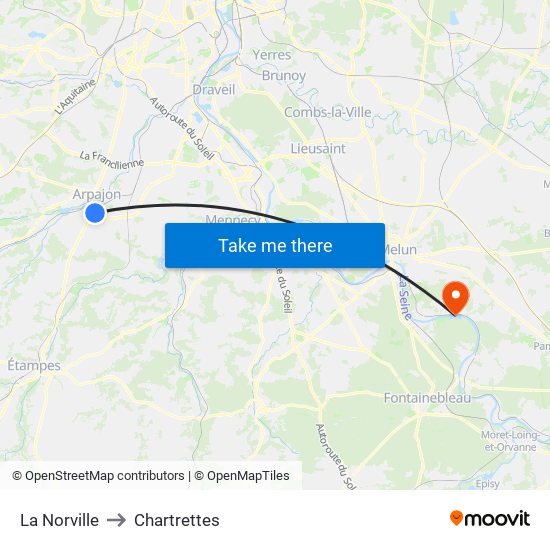 La Norville to Chartrettes map