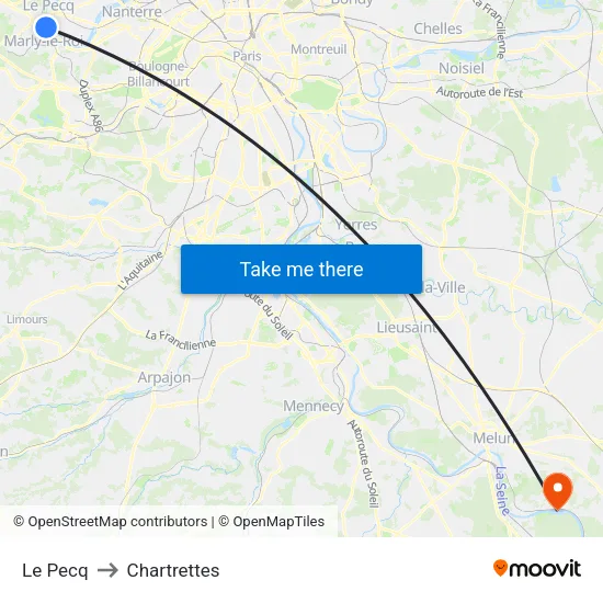 Le Pecq to Chartrettes map