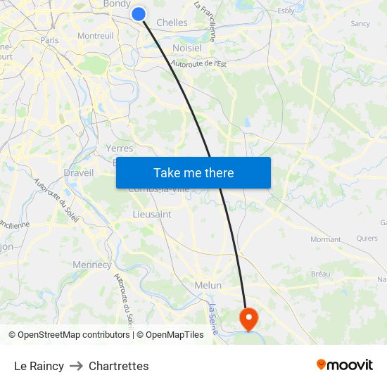 Le Raincy to Chartrettes map