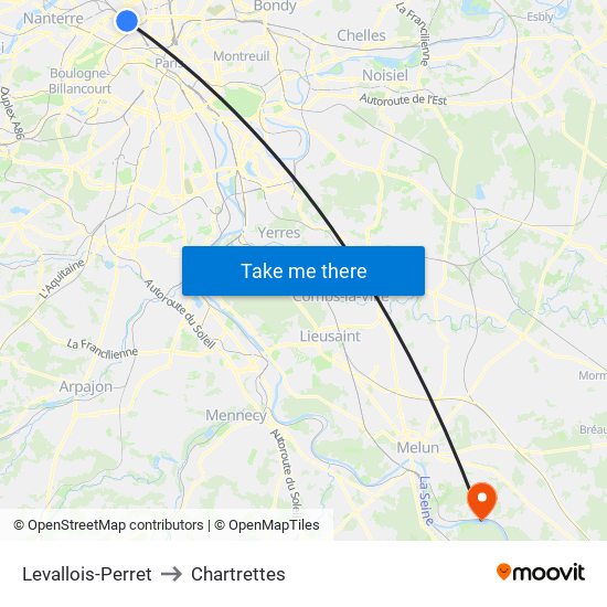 Levallois-Perret to Chartrettes map